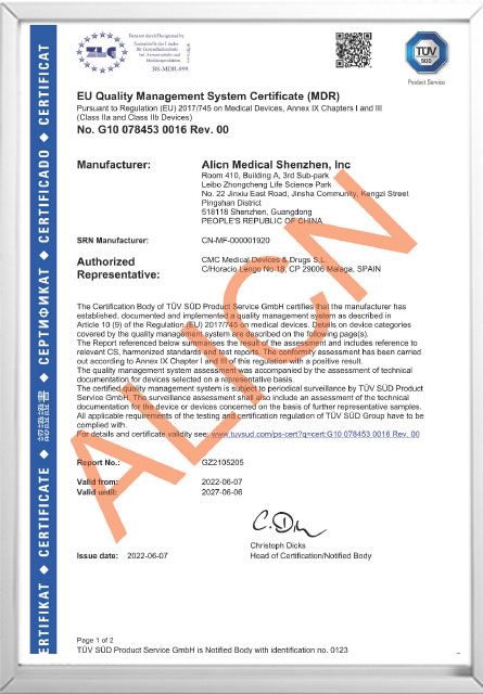Alicn-MDR-CE Certificate